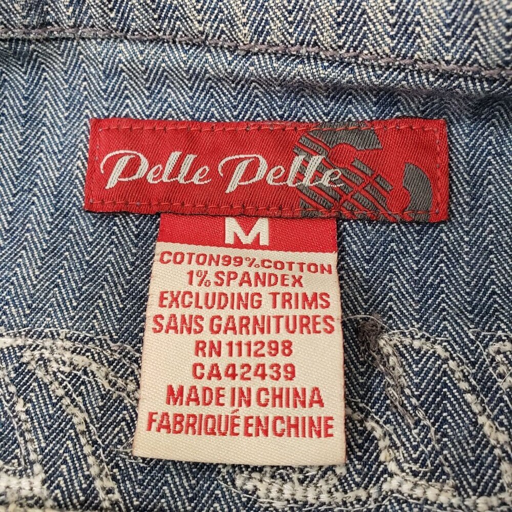 Pelle Pelle Womens Zip Denim Moto  Jacket Size Medium - Picture 6 of 11